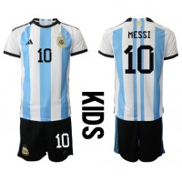 Dječji Nogometni Dres Argentina Lionel Messi #10 Domaci SP 2022 Kratak Rukav (+ Kratke hlače)